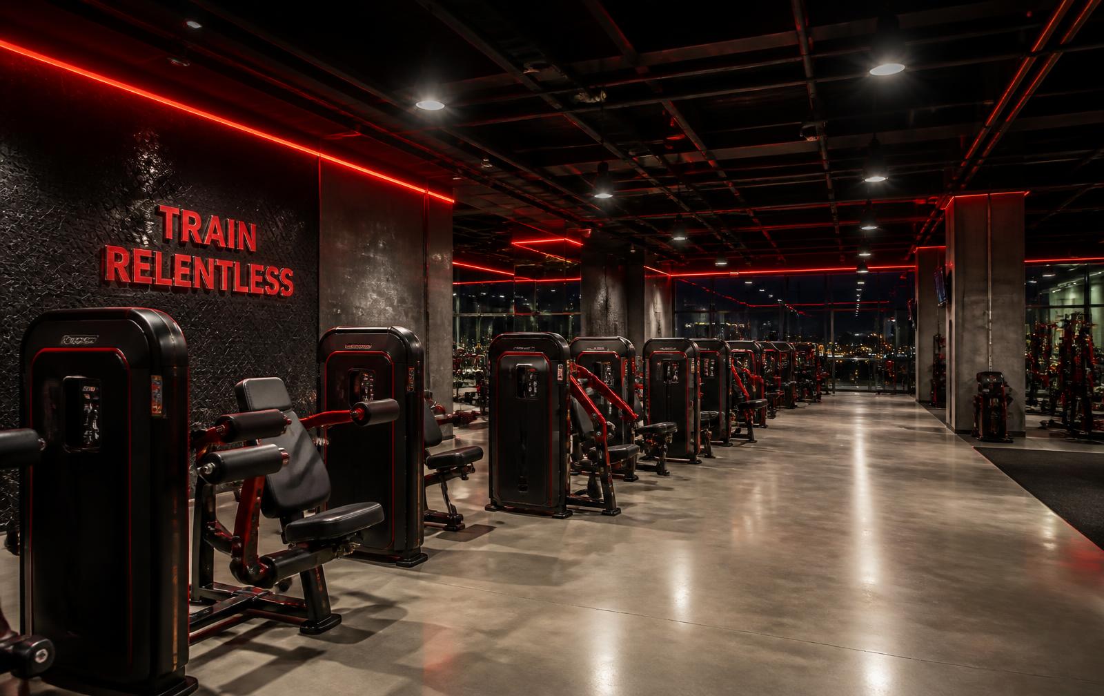 Showroom de equipo de gimnasio industrial